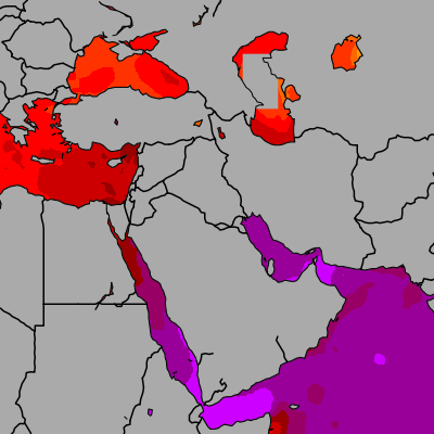 Today Middle East sea temperatures