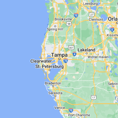 Map showing location of Tampa (27.947520, -82.458430)